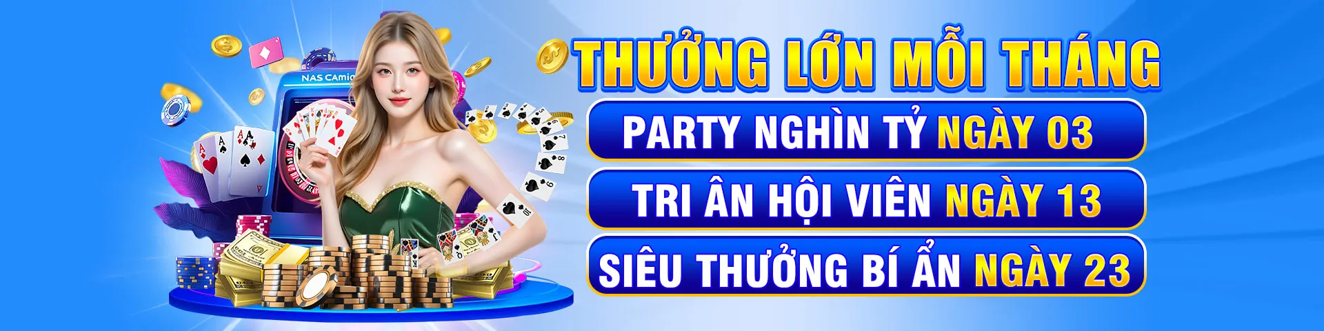 Hình ảnh chính của trang ưu đãi 55vin hiện đang mở, với các biểu tượng tiền thưởng, vàng, chip casino và hiệu ứng ánh sáng xanh vàng, thể hiện sự giàu có và cơ hội chiến thắng lớn.